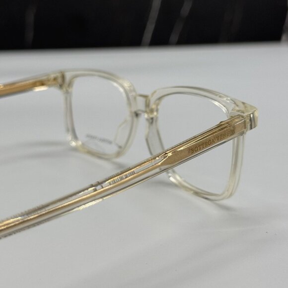 NEW BOTTEGA VENETA BV1024O 005 SQUARE BEIGE TRANSPSRENT UNISEX EYEGLASSES - Picture 5 of 9